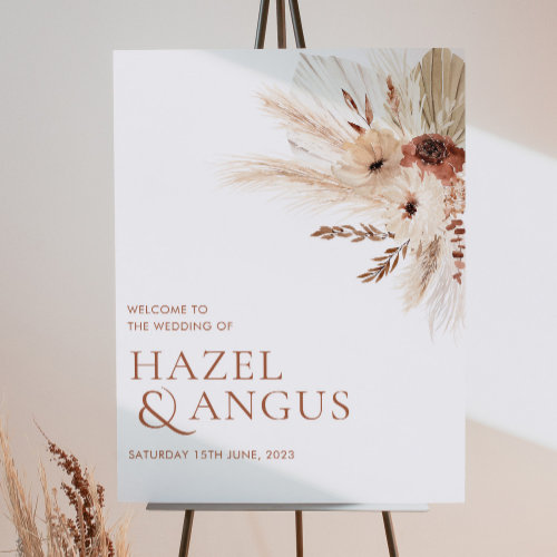 Boho Rust Terracotta Pampas Wedding Welcome Sign