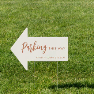Boho Rust Wedding Parking This Way Arrow Sign