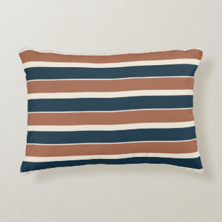 Boho Rustic and Navy Stripes Accent Pillow