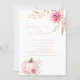 Boho Rustic autumn Pumpkin baby Girl shower Invitation