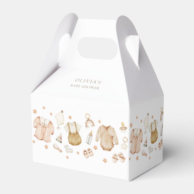Boho Rustic Baby Clothes Baby Shower Favor Boxes (Back Side)