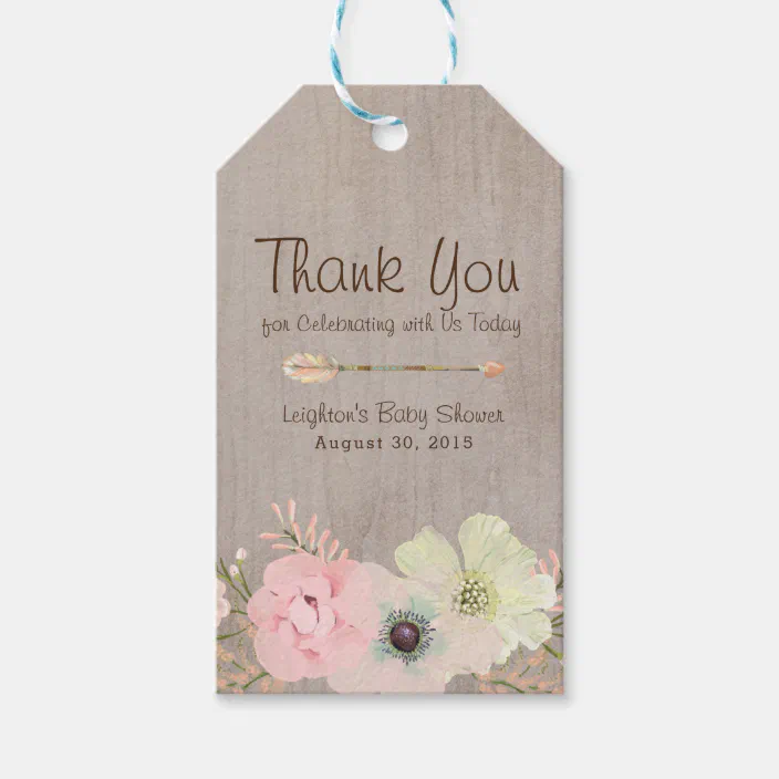 Boho Rustic Baby Or Bridal Shower Favor Tag Zazzle Com