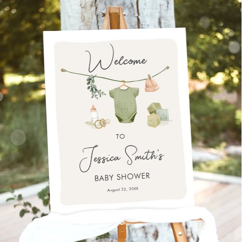 Boho Rustic Baby Shower Boy Neutral Welcome Poster