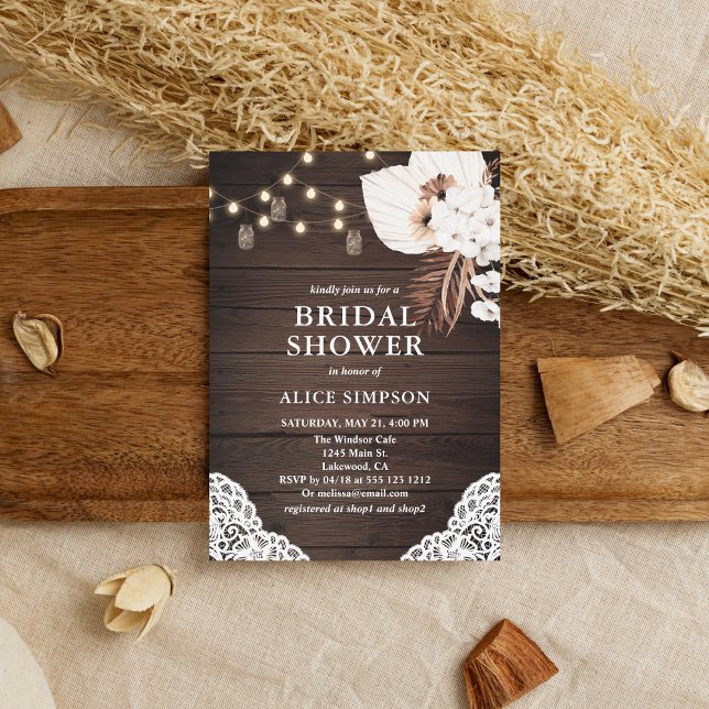 Boho Rustic Beige Floral Bridal Shower Invitation (Creator Uploaded)