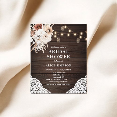 Boho Rustic Beige Flowers Bridal Shower Flyer