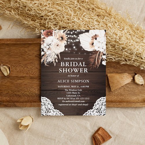 Boho Rustic Beige Flowers Budget Bridal Shower Invitation Postcard