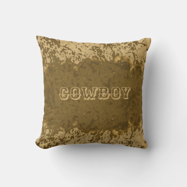 Boho Rustic Cowboy Design Throw Pillow (Front)