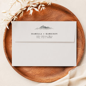 Boho Rustic Cream Mountain Wedding Invitation Envelope