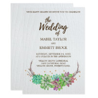 Boho Rustic Desert Floral Succulent Wedding Card