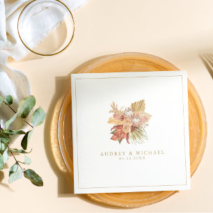Boho Rustic Dried Floral Palm Leaf Wedding  Napkins
