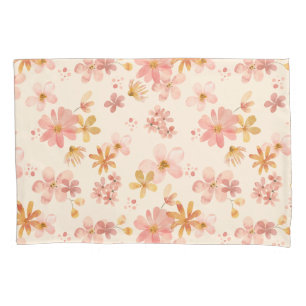 Boho rustic earthy botanical flower pattern pillow case