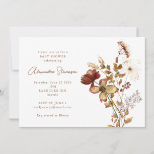 Boho Rustic Earthy Nature Botanical Baby Shower Invitation