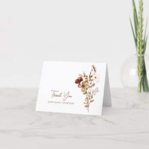 Boho Rustic Earthy Nature Botanical Bridal Shower Letterpress Thank You Card