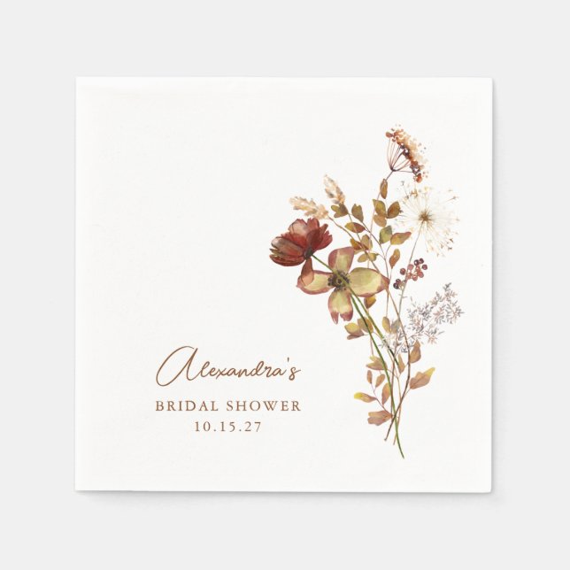 Boho Rustic Earthy Nature Botanical Bridal Shower Napkins (Front)