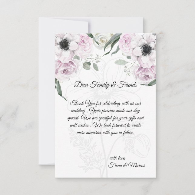 Boho Rustic Elegant Floral Thank You Card (Front)