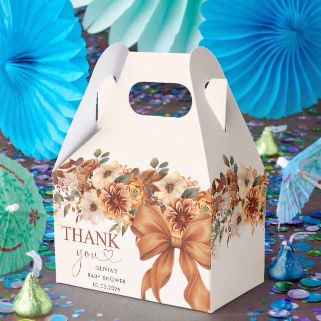 Boho Rustic Fall Floral Baby Shower Party Favor Boxes (Party)