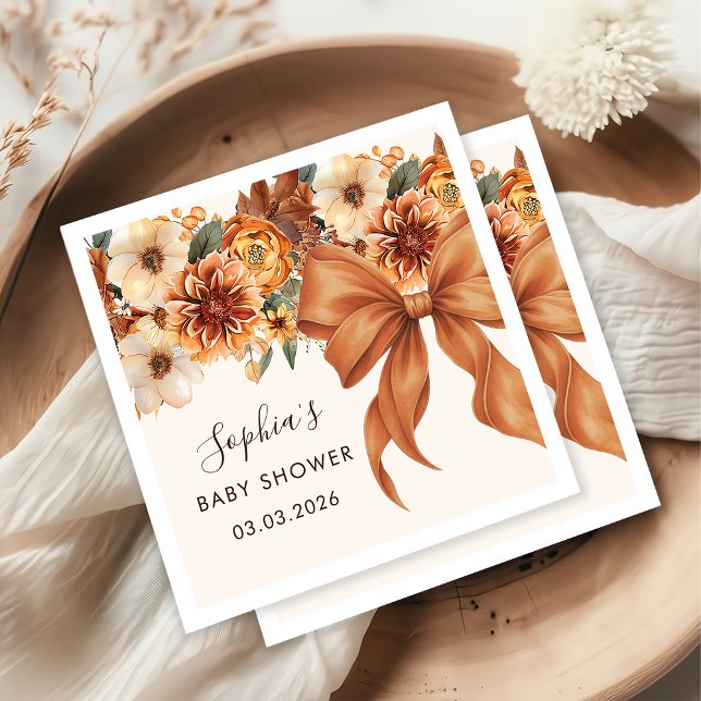 Boho Rustic Fall Floral Baby Shower Party Napkins (Creator Uploaded)