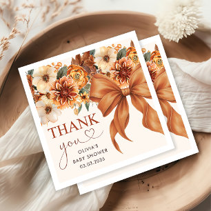Boho Rustic Fall Floral Baby Shower Party Napkins