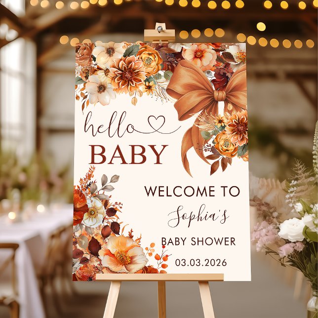Boho Rustic Fall Floral Baby Shower Welcome Sign (Creator Uploaded)