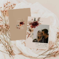 Boho Rustic Fall Floral Photo Save the Date