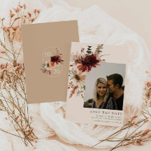Boho Rustic Fall Floral Photo Save the Date