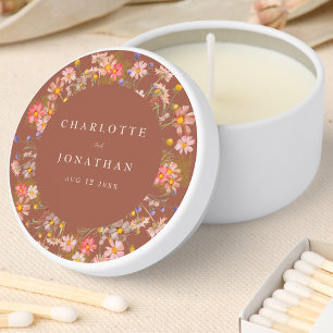 Boho Rustic Fall Floral Terracotta Wedding Mini Candle Favors