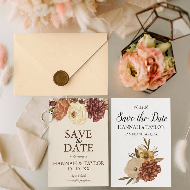 Boho Rustic Fall Floral Wedding Photo Save The Date (Creator Uploaded)