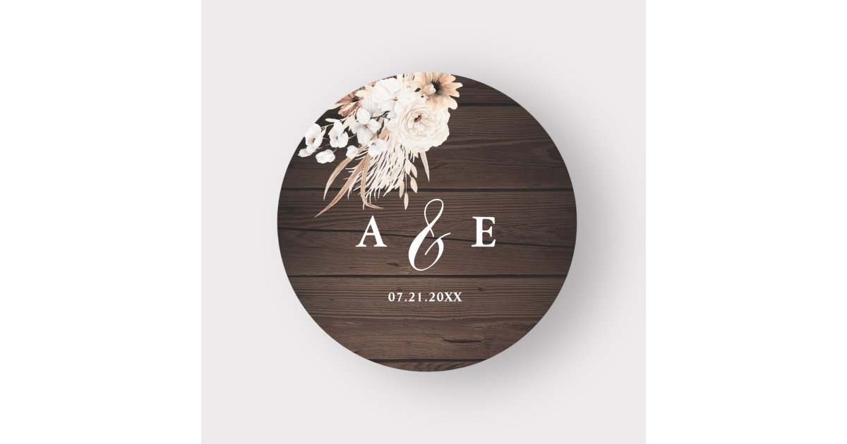 Boho Rustic Fall Flowers Wedding Classic Round Sticker | Zazzle
