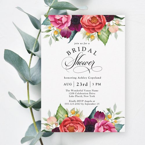 Boho Rustic Fall Watercolor Floral Bridal Shower Invitation