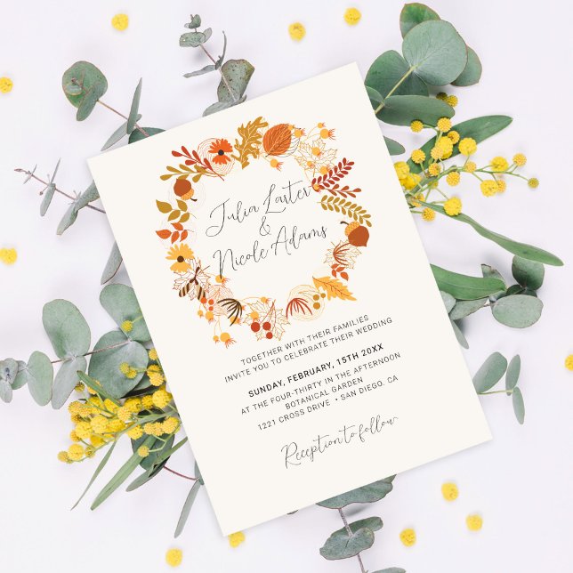 Boho Rustic Floral Autumn Falls Photo Wedding Invitation (Creator Uploaded)