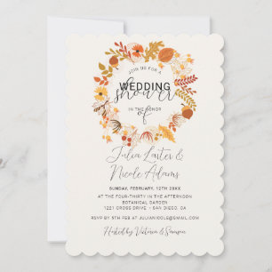 Boho Rustic Floral Autumn Falls Wedding Shower Invitation