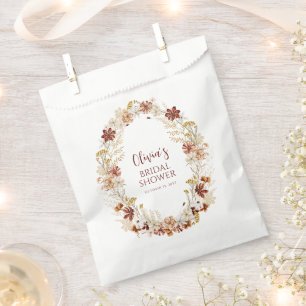 Boho Rustic Floral Burgundy Bridal Shower Custom Favor Bag