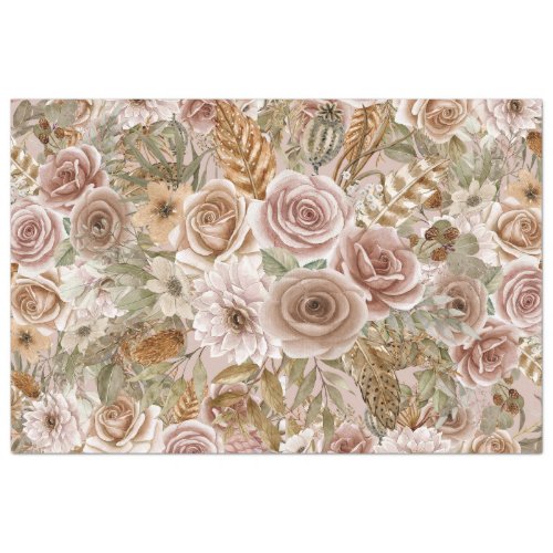 Boho Rustic Floral Decoupage Tissue Paper