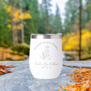Boho Rustic Floral Eucalyptus Wedding Memories Thermal Wine Tumbler