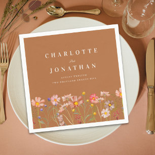 Boho Rustic Floral Fall Terracotta Wedding Napkins