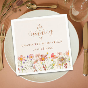 Boho Rustic Floral Fall Wedding Napkins