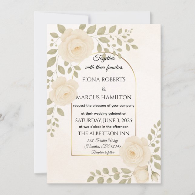 Boho Rustic Floral & Minimalist Elegant Wedding Invitation (Front)