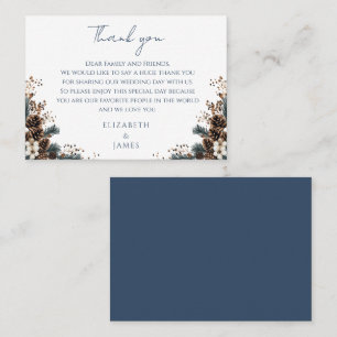 Boho Rustic Floral Pinecones Wedding Thank You Place Card