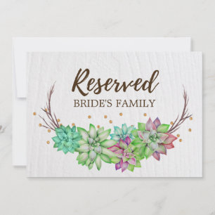 Boho Rustic Floral Succulent Wedding Reserved Sign Invitation