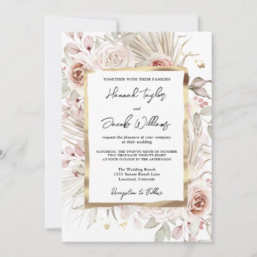 Boho Rustic Floral Wedding Invitation