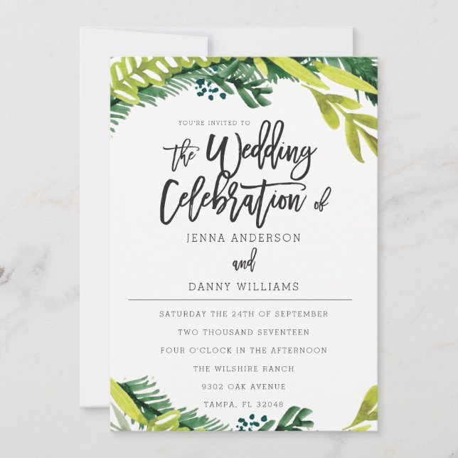 Boho Rustic Floral Wedding Invitation (Front)