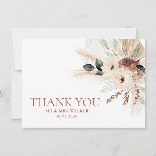 Boho Rustic Floral Wedding Thank You Card MAEVE