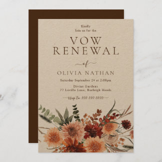 Boho Rustic Floral Wedding Vow Renewal Invitation