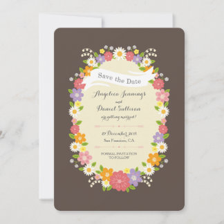 Boho Rustic Floral Wreath Wedding Announcement
