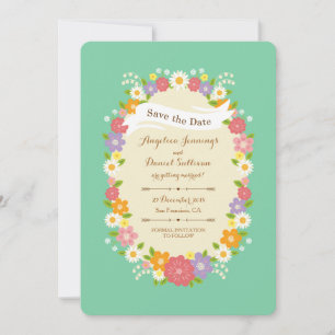 Boho Rustic Floral Wreath Wedding (Mint) Announcement