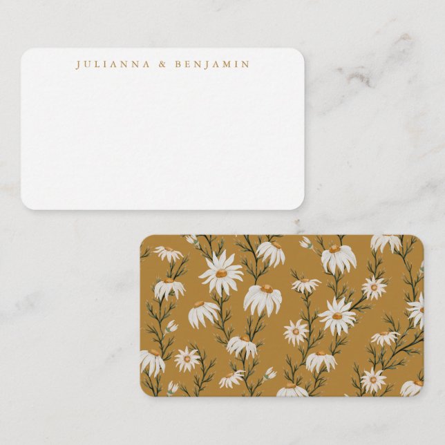 Boho Rustic Floral Yellow Custom Gift Enclosure Note Card (Front/Back)