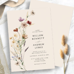 Boho Rustic Flowers Wedding Invitation