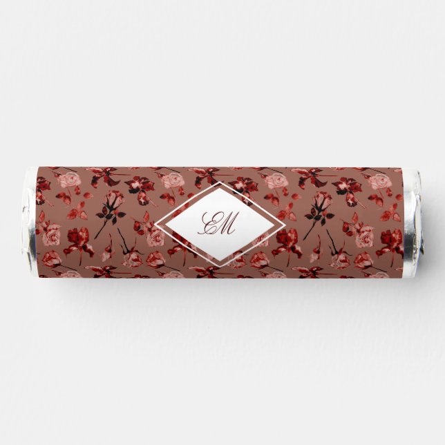 Boho Rustic Garden Autumn Brown Monogram Wedding Breath Savers® Mints (Front)