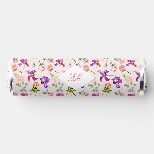 Boho Rustic Garden Little Flowers Monogram Wedding Breath Savers® Mints (Front)