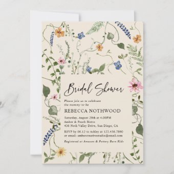 Boho Rustic Garden Wildflowers Bridal Shower Invitation | Zazzle